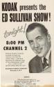 Advertisement for the Ed Sullivan Show presented by Kodak