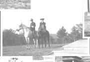 George Eastman and Mary Mulligan on horses, Oak Lodge Trip