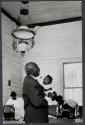 Man and small child at a church service