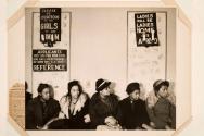 [Women sitting in line for employment]