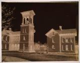 [Building with bell tower and clock, entrance to Greenwood Cemetery]