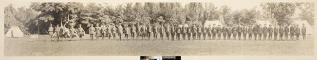 [Group of E. Company soldiers in a row,  Camp Kodak, Rochester NY]