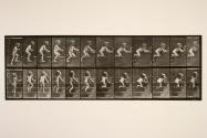 Child, walking up-stairs, kneeling, reaching for vase