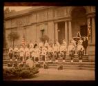 [Drum and bagpipe corps on steps of the Memorial Art Gallery, Rochester New York]