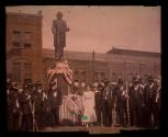 [Celesta Foster and members of G.A.R. (Civil War veterans) at Frederick Douglass monument, Rochester, N.Y.]