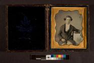 Howell Cowles Merriman with architectural print of Christ Church, Philadelphia