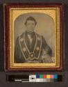 [portrait of man wearing sash of a fraternal order]