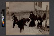 [Group of people throwing snowballs]