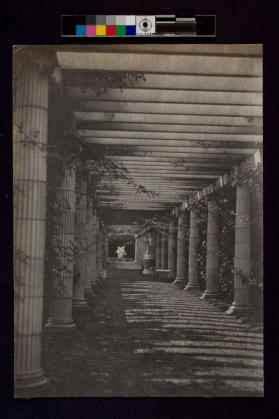 [Walk way surrounded by columns]