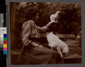 [Woman with bird and dog]