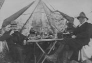 George Eastman and camping companions in tent, Lake Nipigon Trip