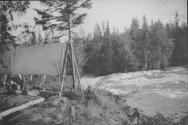 Camp beside rapids, Lake Nipigon Trip