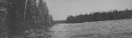 Rapids at outlet of lake, Lake Nipigon Trip