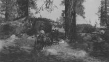 Riders on trail, High Sierras Trip