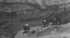 Riders overlooking valley, High Sierras Trip
