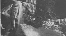 Riders in rocky valley, High Sierras Trip