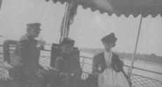 Maria Eastman and her nurse on boat, Western Trip