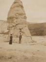 Mary Mulligan and Walter Hubbell in front of Yellowstone rock formation, Western Trip
