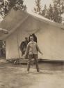 Men in front of tent, Western Trip