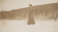Mary Mulligan near Yellowstone geyser, Western Trip