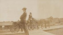 George Eastman and carriage behind with Maria Eastman, Western Trip
