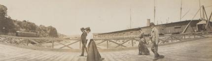 Travel companions on bridge, Western Trip