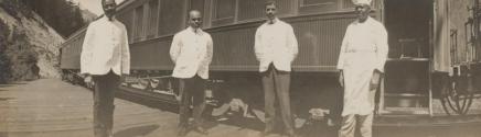 Porters beside train, Western Trip
