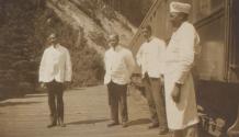 Porters beside train, Western Trip