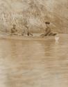 Hubbells being rowed in boat, Western Trip