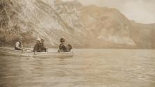 Mulligans being rowed in boat, Western Trip