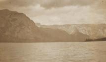 View of mountains across lake, Western Trip