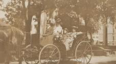 Maria Eastman and friends in carriage, Western Trip