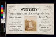 [Advertising card for Whitney's Photograph and Ambrotype Gallery with Minne-ha-ha falls]
