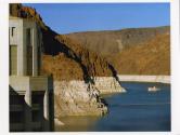 Lake Mead seen from the Hoover Dam showing the level of the falling water.