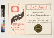 Gold Award to J Walter Thompson for Kodak's Freedom commercial