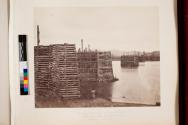 Wooden Grillage piers of Wagon Bridge across Tennessee River at Chattanooga, Looking North