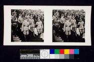 Adolph Hitler beim "Reichsparteitag der Arbeit" in Begleitung der Oberbefehlshaber von Blomberg, von Brauchitsch, Göring, Fritsch und Raeder