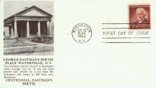 Envelope celebrating George Eastman's Centennial featuring an image of Eastman's childhood home