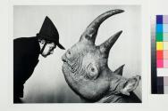 Dali with rhinoceros, 1956