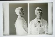 [Stephen Oustrander, police booking photograph (profile and full face)]