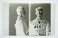 [Donald Gates, police booking photograph (profile and full face)]