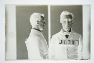 [George Yotzy, police booking photograph (profile and full face)]