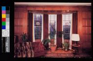 Bay window with roundels in the billiard room of the George Eastman House