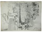 [Emily Sibley Watson and son James Sibley Watson Jr. with baby monkey]