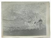 [Man with two young boys on donkey]
