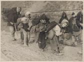 Refugees on Railroad Track en Route to Gradletza, Serbia