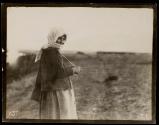 Shepherdess on hills of Greece.