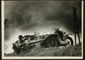 [The author's Opel race car, photographed in Deep, a small German fishing village on the Baltic]