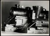[Little locomotives carved by my father Lyonel as toys for children]