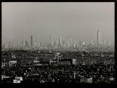 [New York skyline seen from a distance of approximately 16 miles in New Jersey]